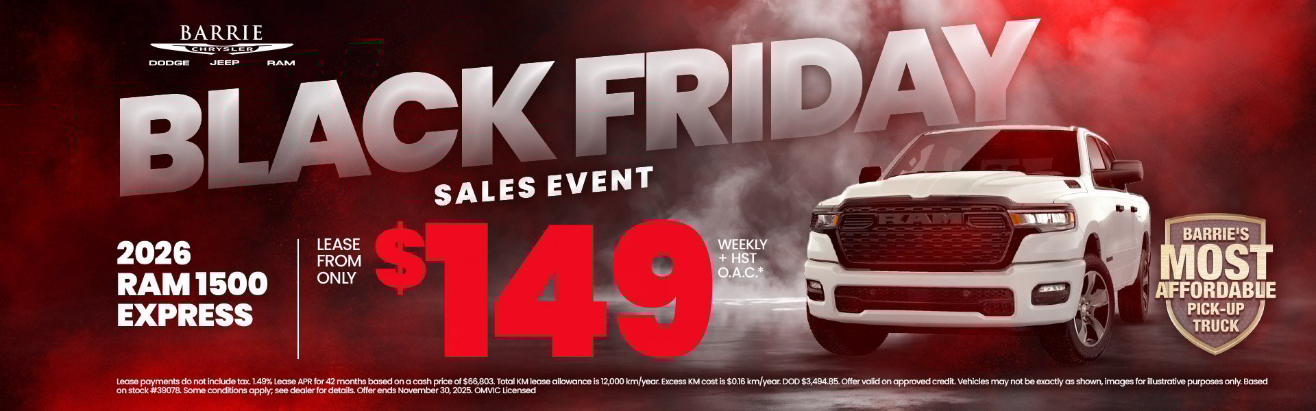 2026 Ram 1500 ExpressLease From Only $149 Weekly + HST O.A.C.*Barrie's Most Affordable Truck